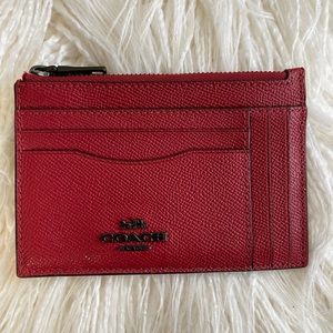 Coach Large Card Case Leather Wallet-Red